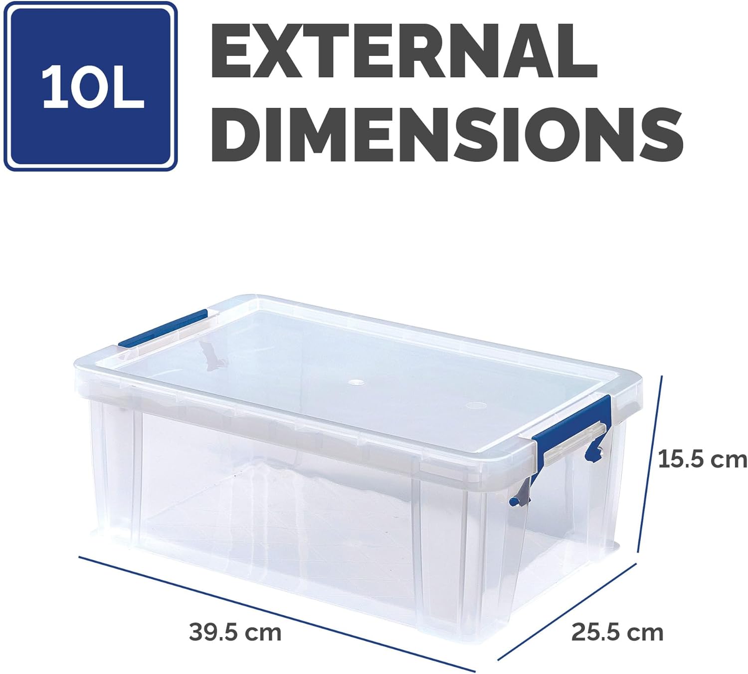 10L Plastic Storage Boxes with Lids. ProStore Super Strong Plastic Storage Boxes (14 x 34 x 21.5cm), Made in the UK, Clear