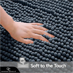 GC GAVENO CAVAILIA Soft Bath Mat Sets For Bathroom | 2 Piece Bath Mat Non Slip Back | Highly Water Absorbent & Fast Drying 100% Microfiber Chenille Toilet Rug with Pedestal Mat | Dark Grey