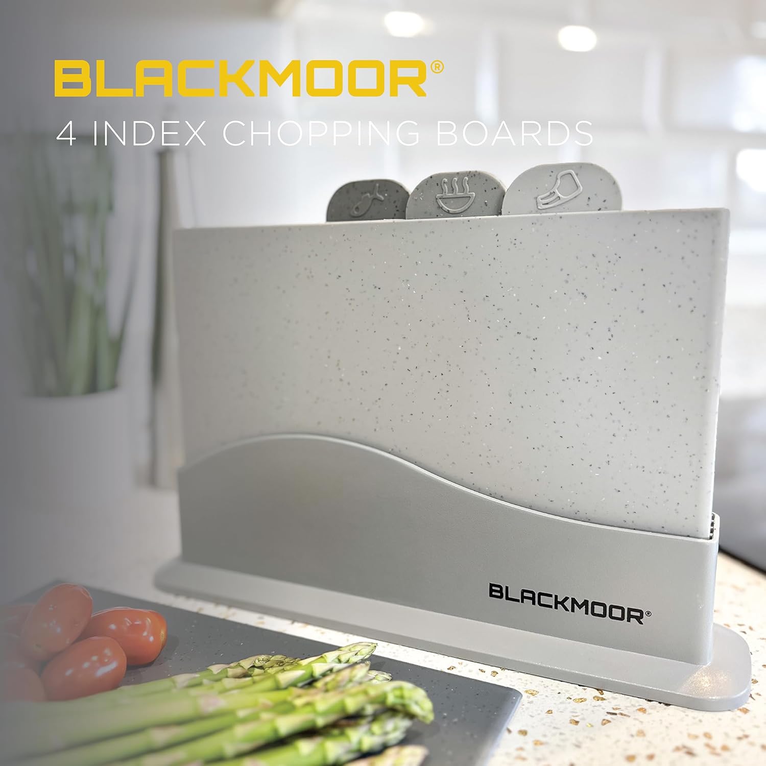 Blackmoor Grey Chopping Board Set of 4 / Versatile and Durable Chopping Boards for Kitchen/Cutting Meat, Fish, Vegetables, Hot Foods and More/Dishwasher Safe