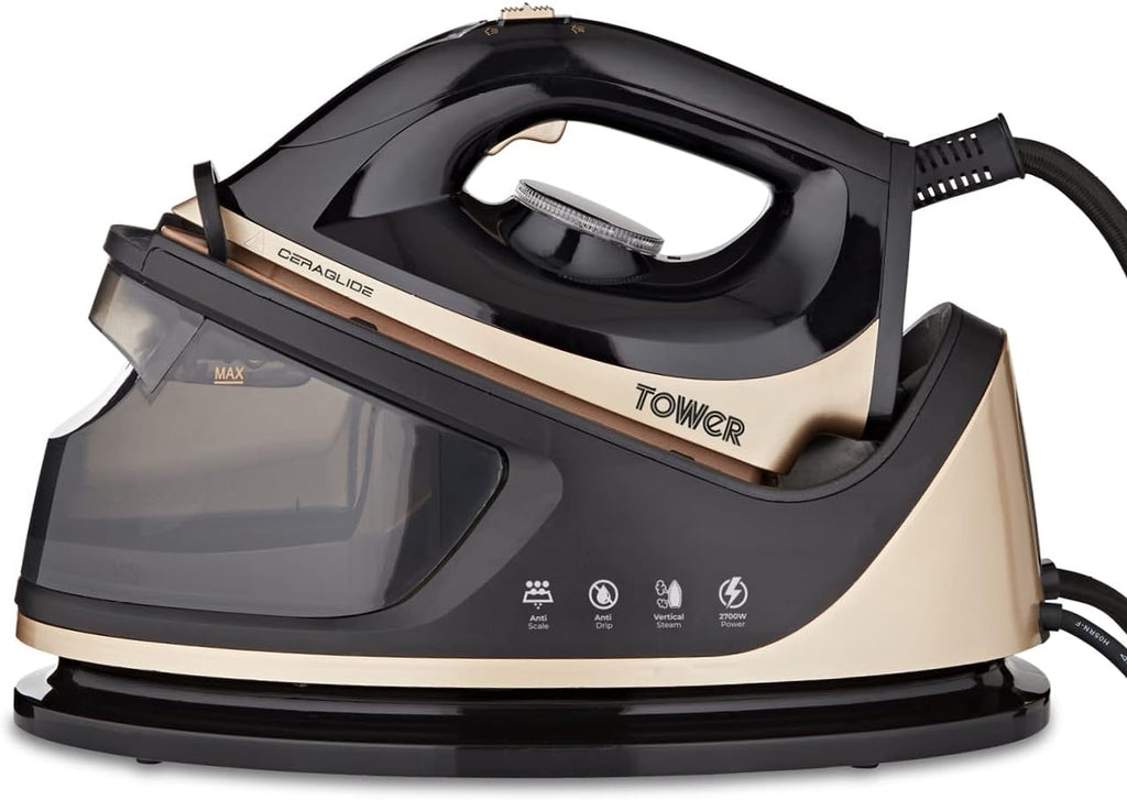 T22023GLD Ceraglide Steam Generator with Steam Shot Button, 3 Temperature Settings, 1.2L, 2700 W, Champagne Gold and Black