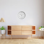 Delgeo Modern Silent Wall Clock 25-30cm, Minimalist Silver Clock for Living Room & Kitchen,Premium Wall Decor for Home Office