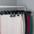 10 Black Plastic Trouser & Skirt Adjustable Clip Hangers – 35cm