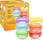 Baby Glass Food Containers with Lids (200ml, 6PCS) - BPA-Free Airtight Glass Bowl for Freezer, Meal Prep, and Microwavable Use - Ideal for Lunch Box and Snack Storage