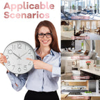 Delgeo Modern Silent Wall Clock 25-30cm, Minimalist Silver Clock for Living Room & Kitchen,Premium Wall Decor for Home Office