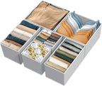 Simple Houseware Foldable Cloth Storage Box Closet Dresser Drawer Divider Organizer Basket Bins for Underwear Bras, Gray (Set of 6)
