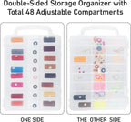 Adorbox 48 Grids Sewing Storage, Double Sided Plastic Thread Storage Box, Portable Embroidery Thread Organiser for Sewing Thread, Embroidery Floss, Crafts, Small Bead, Jewellery and Toys