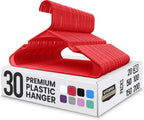 30 Pack Plastic Hangers Space Saving, Durable Hanger with Shoulder Grooves, Red