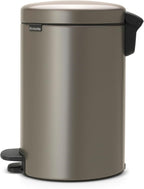 NewIcon Pedal Bin 12L (Platinum) Soft-Closure Rubbish Waste Bin, Removable Inner Bucket + Bin Bags