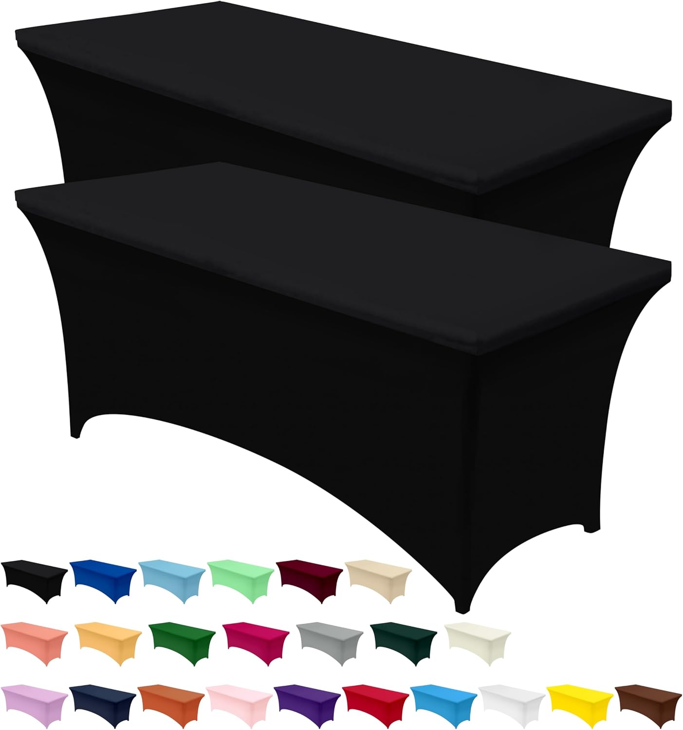 Spandex Tablecloth 2 Pack [5FT, Black] Tight, Fitted, Washable and Wrinkle Resistant Stretch Rectangular Patio Table Cover Event, Wedding, Banquet & Parties [60Lx30Wx30H Inch] (UK0737)