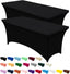 Spandex Tablecloth 2 Pack [5FT, Black] Tight, Fitted, Washable and Wrinkle Resistant Stretch Rectangular Patio Table Cover Event, Wedding, Banquet & Parties [60Lx30Wx30H Inch] (UK0737)