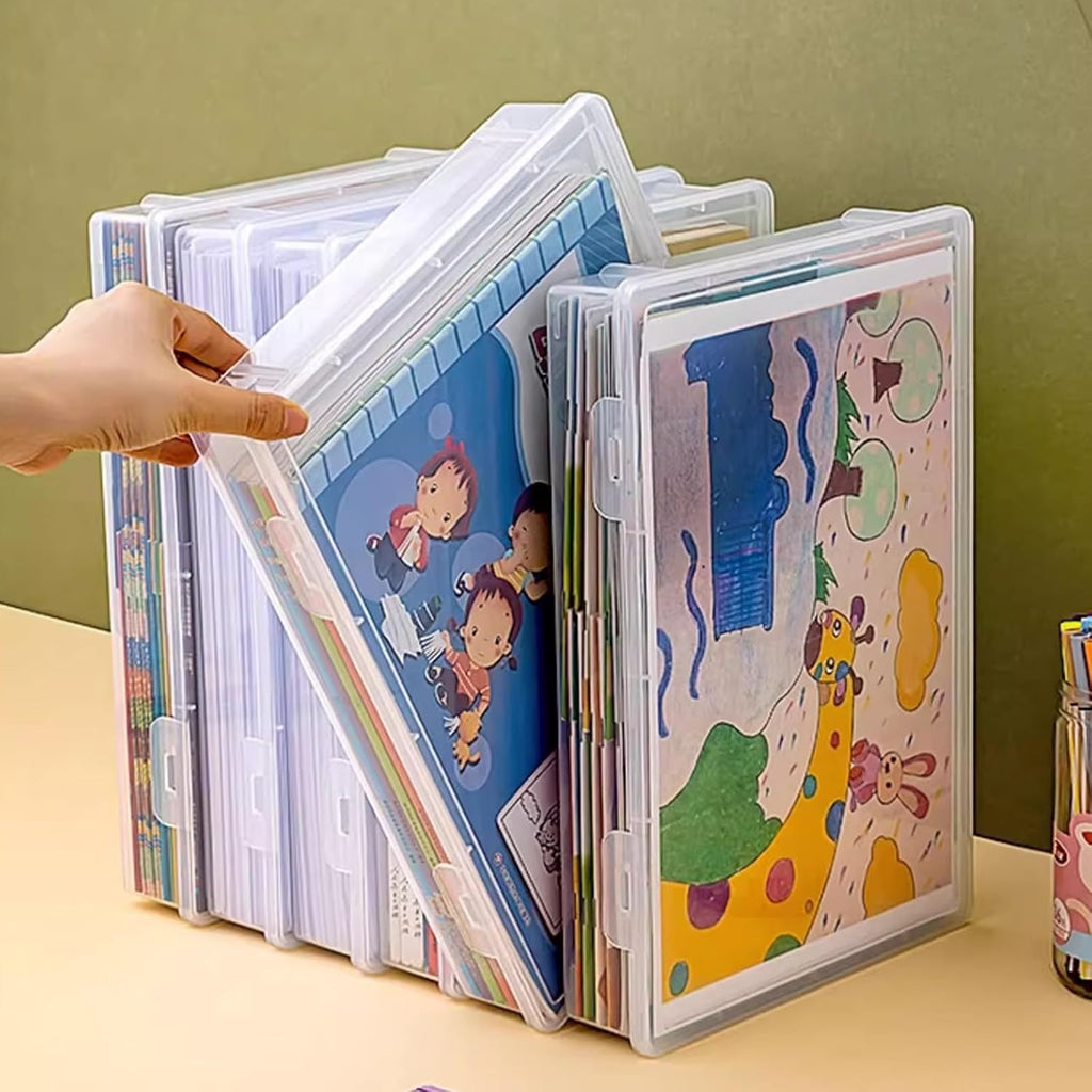 A4 Transparent Plastic Craft Storage Boxes with Lids for Art Supplies 2Pcs Clear Boxes Storage, 3.6 Litre Volume Plastic Organiser for Paper, Seed, Cards, Picture, Craft