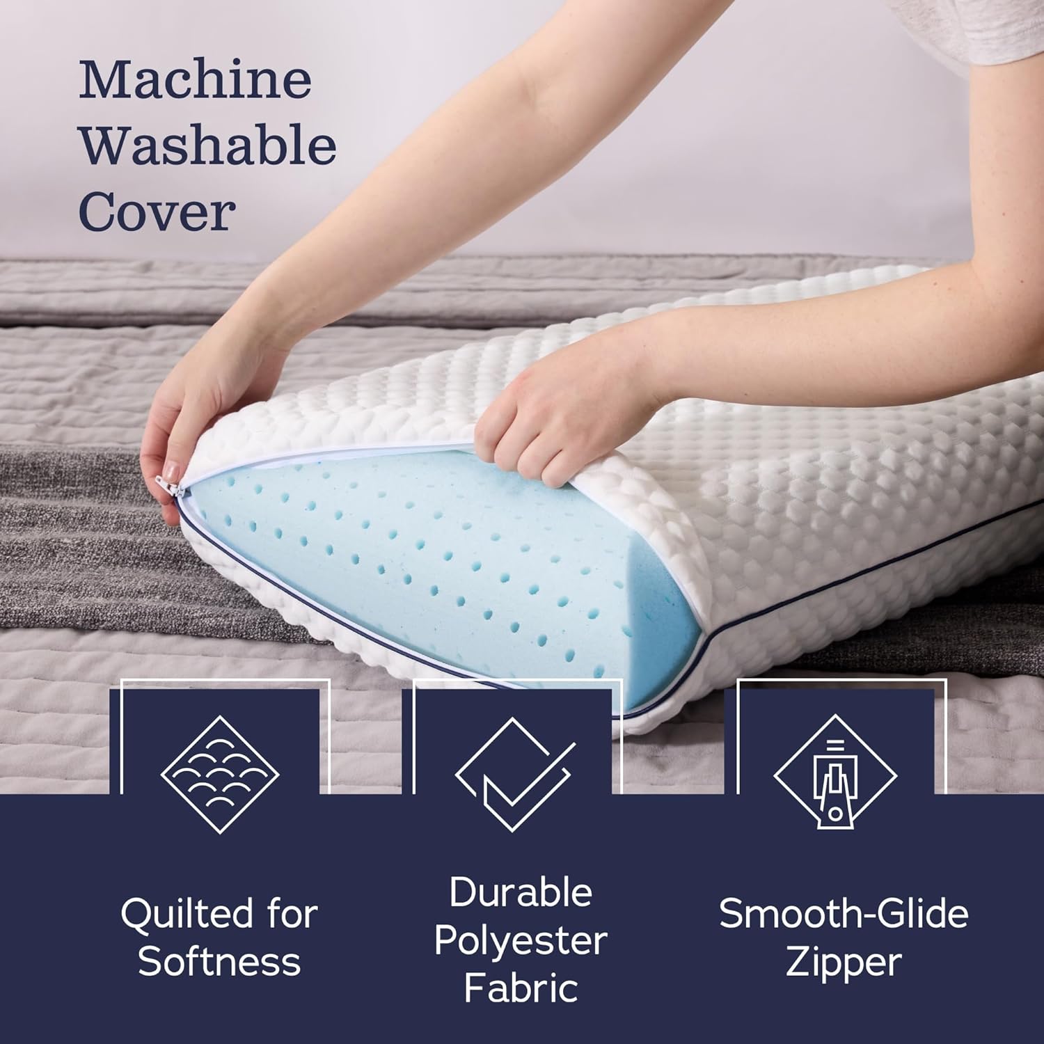 WEEKENDER Gel Memory Foam Pillow – 1 Pack Standard Size – Ventilated - Washable Cover,White (Package may vary)