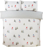 Rapport home Christmas Gonks Duvet Cover Set King - Festive Microfibre Bedding with Reversible Design, Soft & Easy Care for Winter Holiday Decor