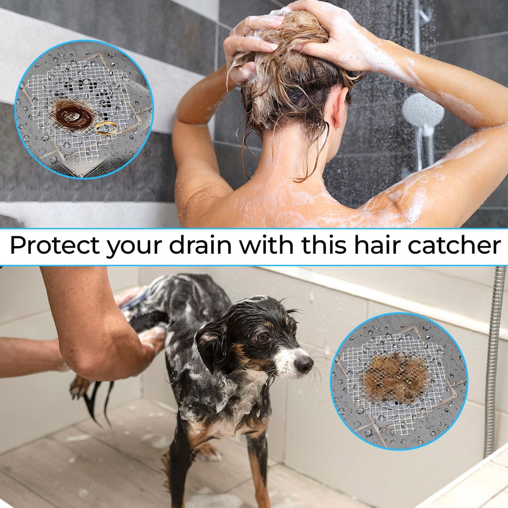 (25 Pack) Disposable Drain Cover & Drain Snake Stickers - 9cm Round Shower Drain Cover & Hair Catcher for Shower Drain - Perfect for Bath & Kitchen - Mesh Stops Human & Pet Hair