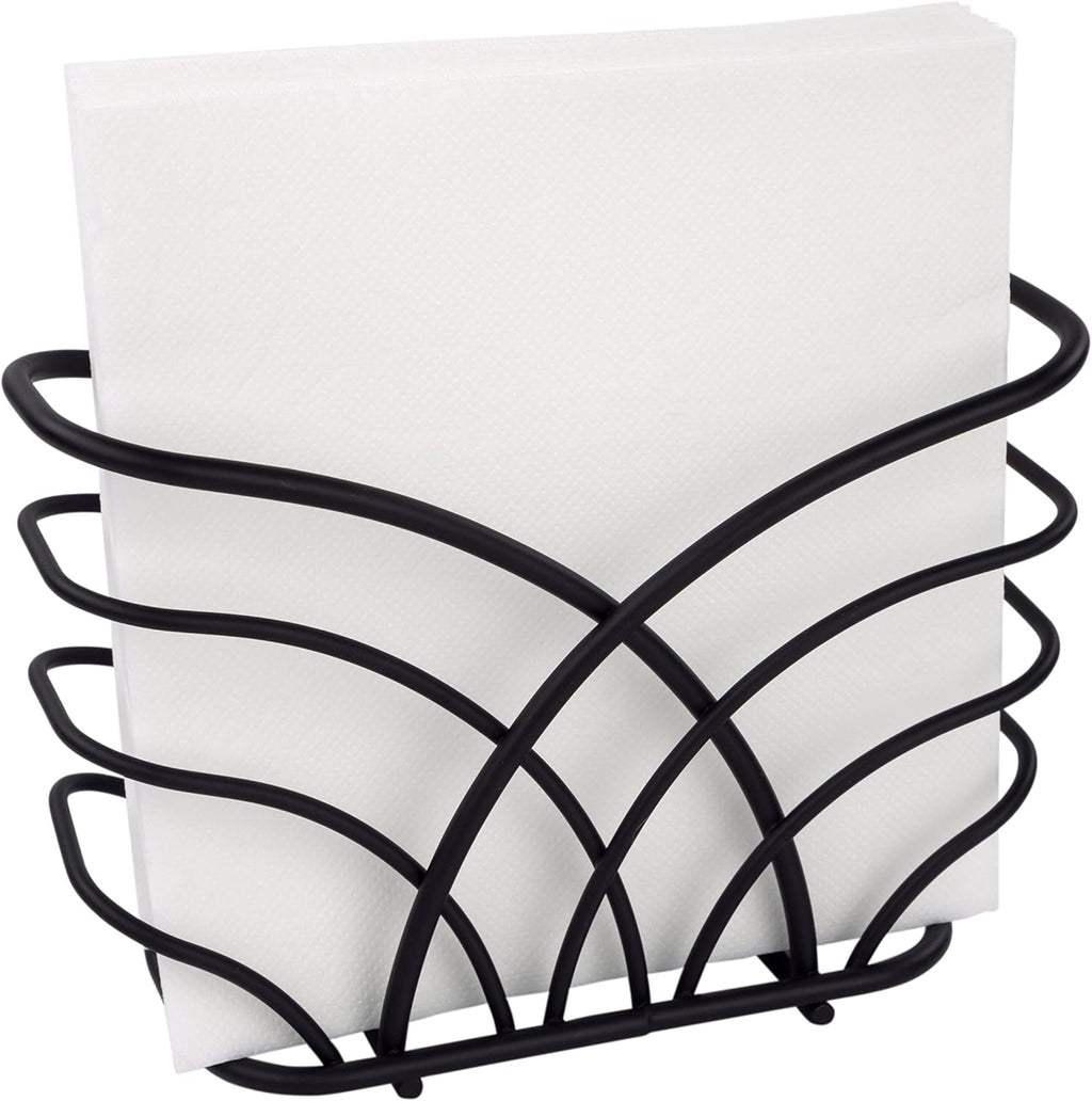 Spectrum Flower Napkin Holder (Black) - Dispenser & Décor for Kitchen, Dining Room, Outdoor, & Bar Tabletop Storage