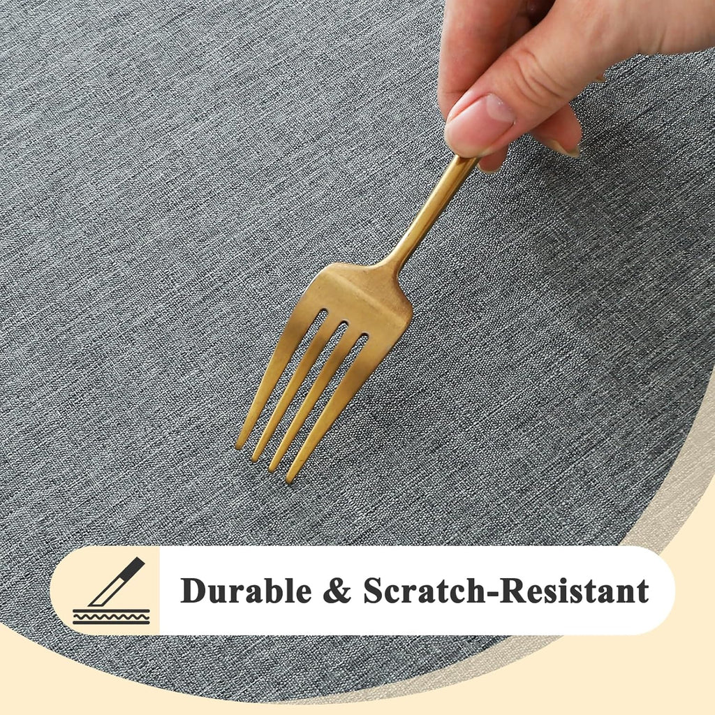 AooHome Tablecloth Round Φ120cm Grey, Wipe Clean Tablecloths Washable Polyester Faux Linen Tablecloth Water-repellent with Lotus-effect, Durable Scratch Resistant for Dining room, Balcony, Garden