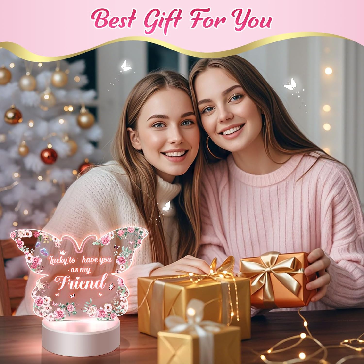 Gifts for Women Friend, Butterfly Acrylic Night Light Gifts, Birthday Gifts for Friends Wedding Gifts for Her