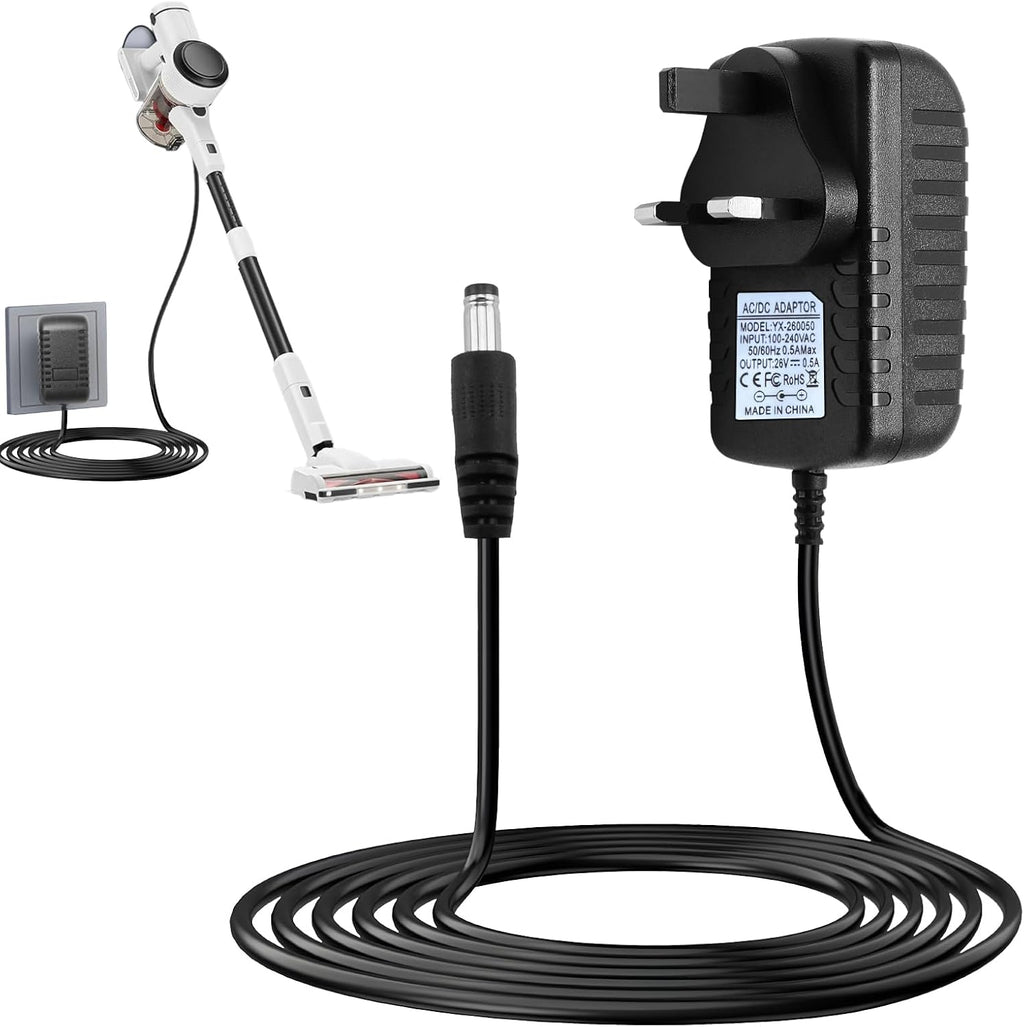 26V Charger for Hoover H-Free 100, H-Free 200, H-Free 500, H-Free 700, H-Free 800, HF122GH, HF222MPT, HF522UPT, HF522BH – Power Supply Adapter for Cordless Vacuum Cleaners with 1.8m Cable