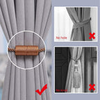 4 Pack Magnetic Curtain Tiebacks 16 Inch Handmade Weave Side Rope Curtain Holdbacks Convenient Decorative Cylinder Curtain Drape Tie Backs for Home & Office Window Drapery (Light Coffee)
