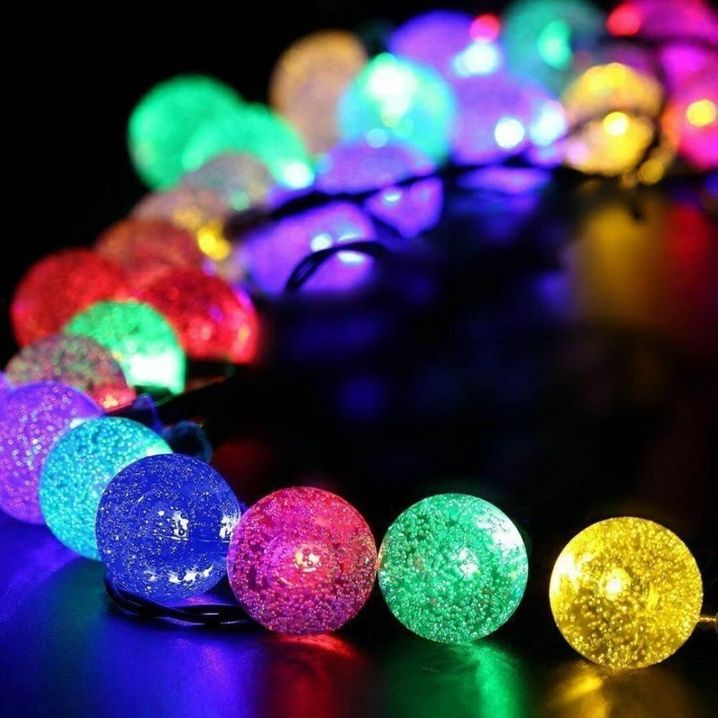 Solar Fairy Lights Outdoor, 100LED 12M/39Ft String Garden Lights 8 Modes,Waterproof Crystal Ball Lights, Decorative Lighting for Home, Yard,Patio, Christmas (Multi-Coloured)