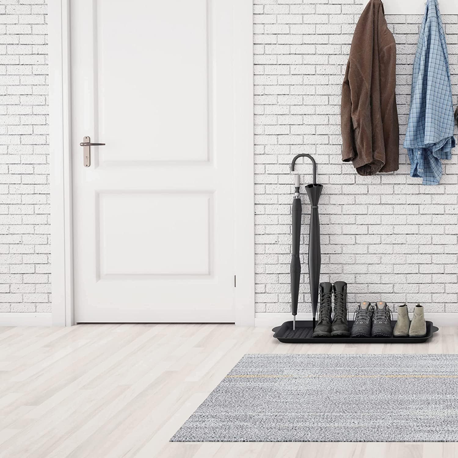 Boot Tray Shoe Organiser Soft Rubber Non Slip Washable Multipurpose Plant Rack Mat Plain Black Drip Container Floor Carpet Protection for Home Garden Indoor Outdoor Shed Garage - 71 x 39cm Secondary image