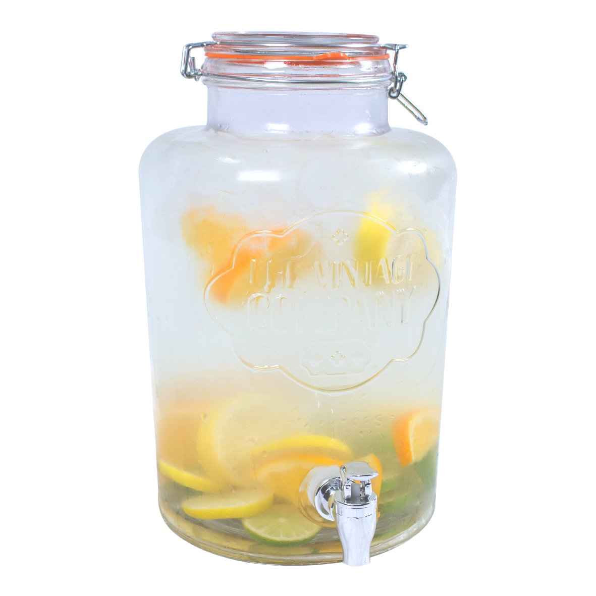 51050 Jumbo Glass Drinks Dispenser | Air Tight Lid and Tap | 7.6 Litre Capacity | Weddings/Parties/BBQ’s, 22x22x35 cm