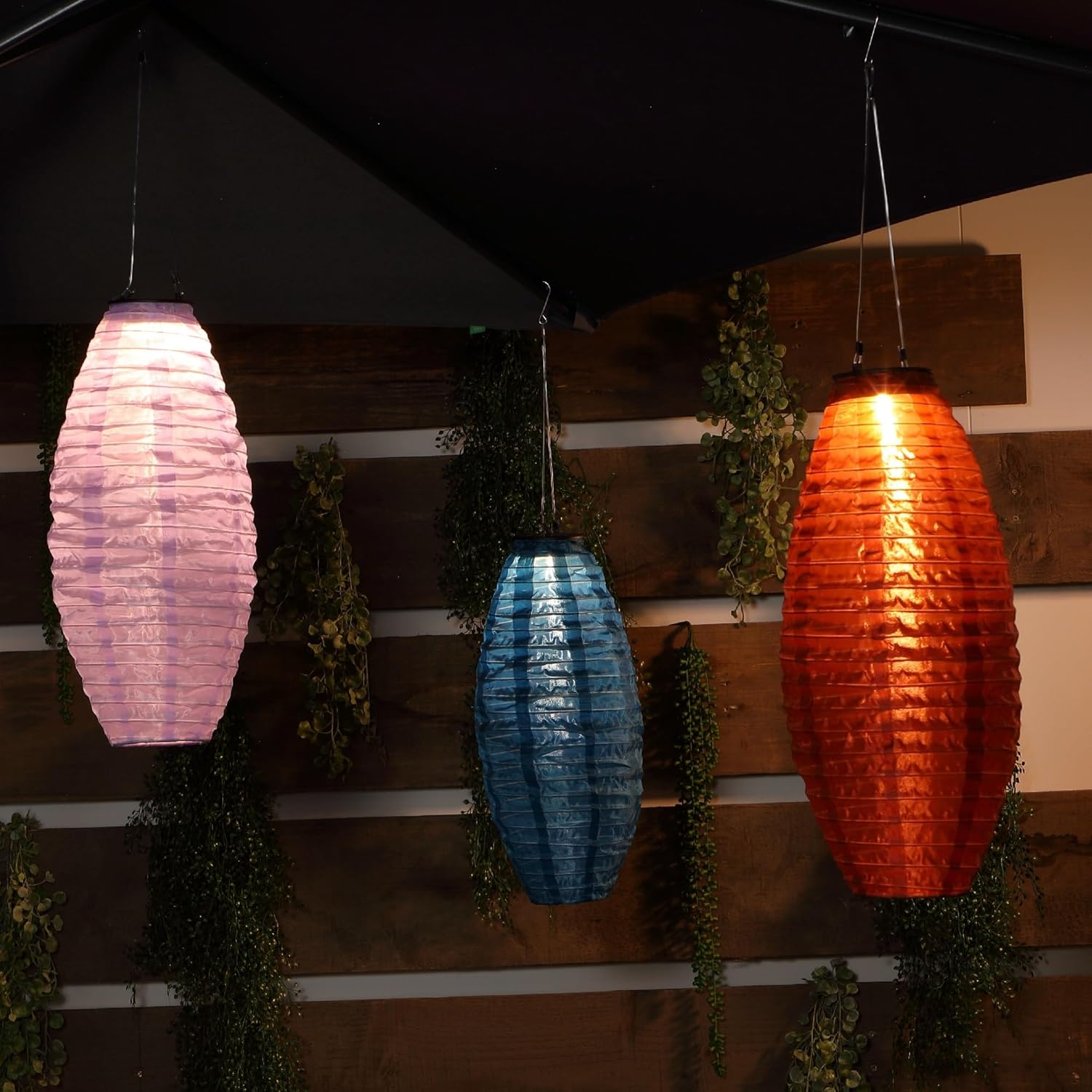 Long Oval Solar Mandarin Lantern, 20 cm, Colour May Vary (Pack of 1)