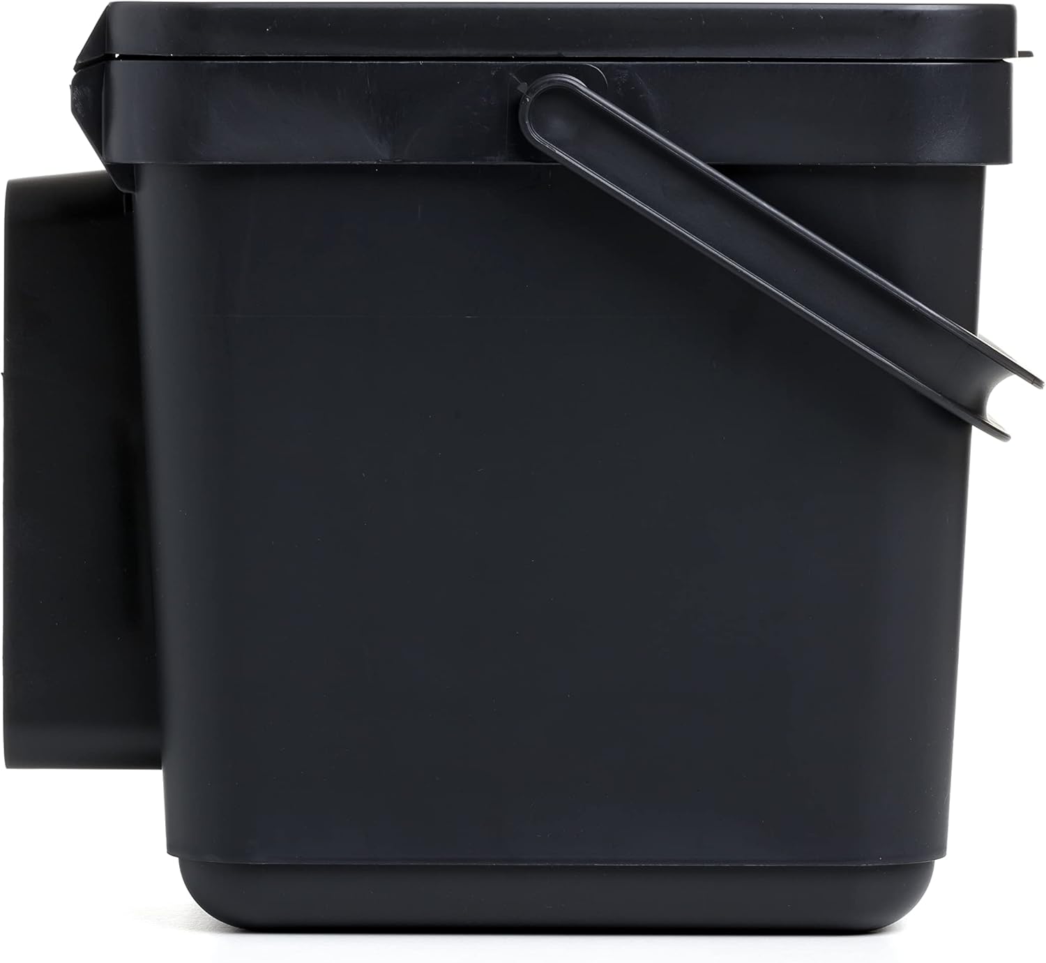 Kitchen Food Waste Caddy 6L | Organic Bin Smart With Support Bracket and Screws Included | Compact and Functional Design | Made from 100% Recycled Materials | 26.5x20.5x18.5 cm, Colour Black