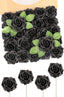 Artificial Flowers Glitter Rose, 25pcs Fake Roses Flowers with Stems Real Touch Faux foam Roses for Wedding Bouquets Party Home Halloween Christmas Decoration(Black)