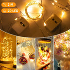 12 Pack 3 Modes LED Fairy Lights Battery Operated, 2M 20LED Mini String Lights Battery Powered IP65 Waterproof Silver Wire Small Fairy Lights Indoor Outdoor for Jars, Christmas, Party, Bedroom