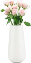Matte White Ceramic Vase for Minimalist Modern Home Decor - Decorative Classic Flower Vase for Centerpiece, Wedding, Dinner Table, Office, Bedroom - Rustic Style - 20cm