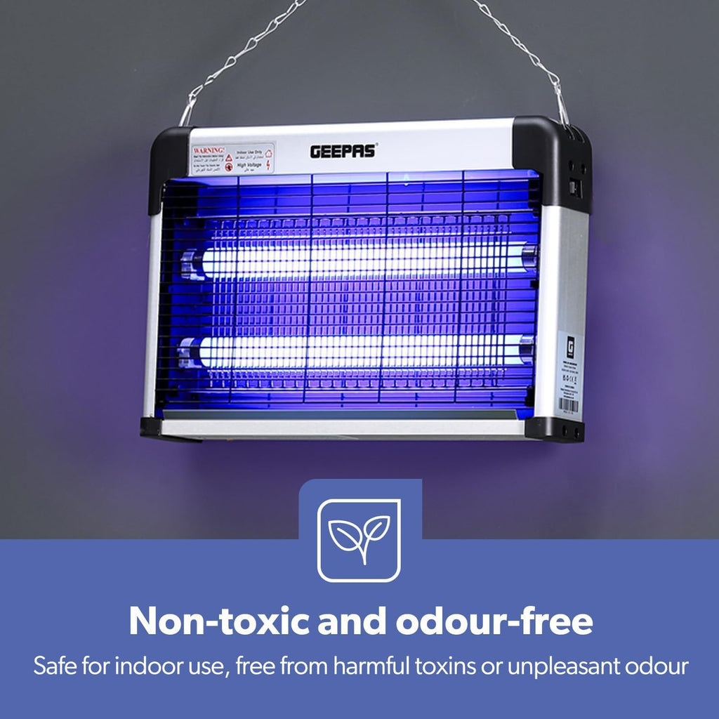 Geepas Electric Fly Killer & Bug Zapper | Powerful UV Light Indoor Insect Trap for Flies, Mosquitoes, Wasps | 50M² Coverage | Odourless & Low Noise | Plug-in Eco-Friendly Pest Control 20W