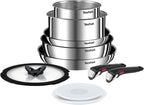 Ingenio Emotion 10 Piece Set, Pots & Pans Set, Stainless Steel, Stackable, Induction, Easy Cleaning, Non-Stick Coating, Heat Indicator, L897SA74