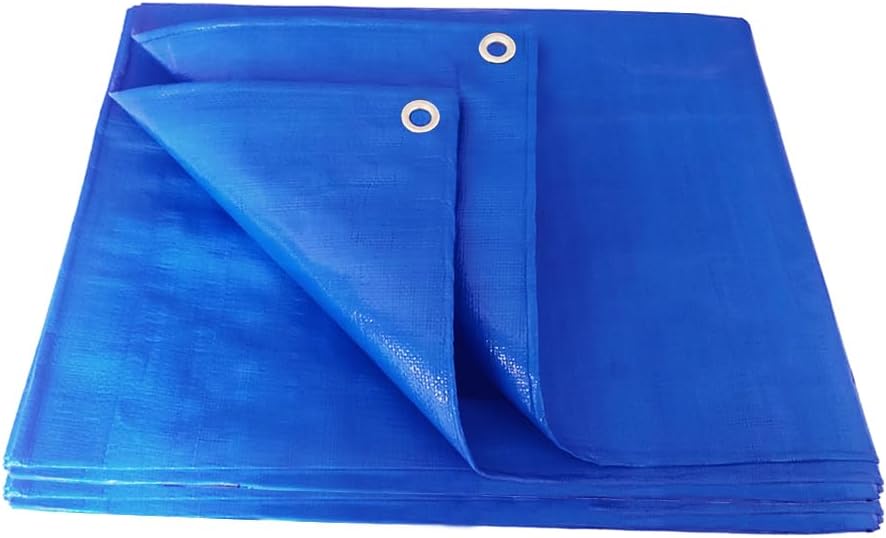 Tarpaulin 3m x 4m Water-resistant Tarp Large Camping Cover Sheet – Multipurpose Groundsheet with UV Protection, Weatherproof & Frost-Resistant – Reinforced Eyelets - Blue