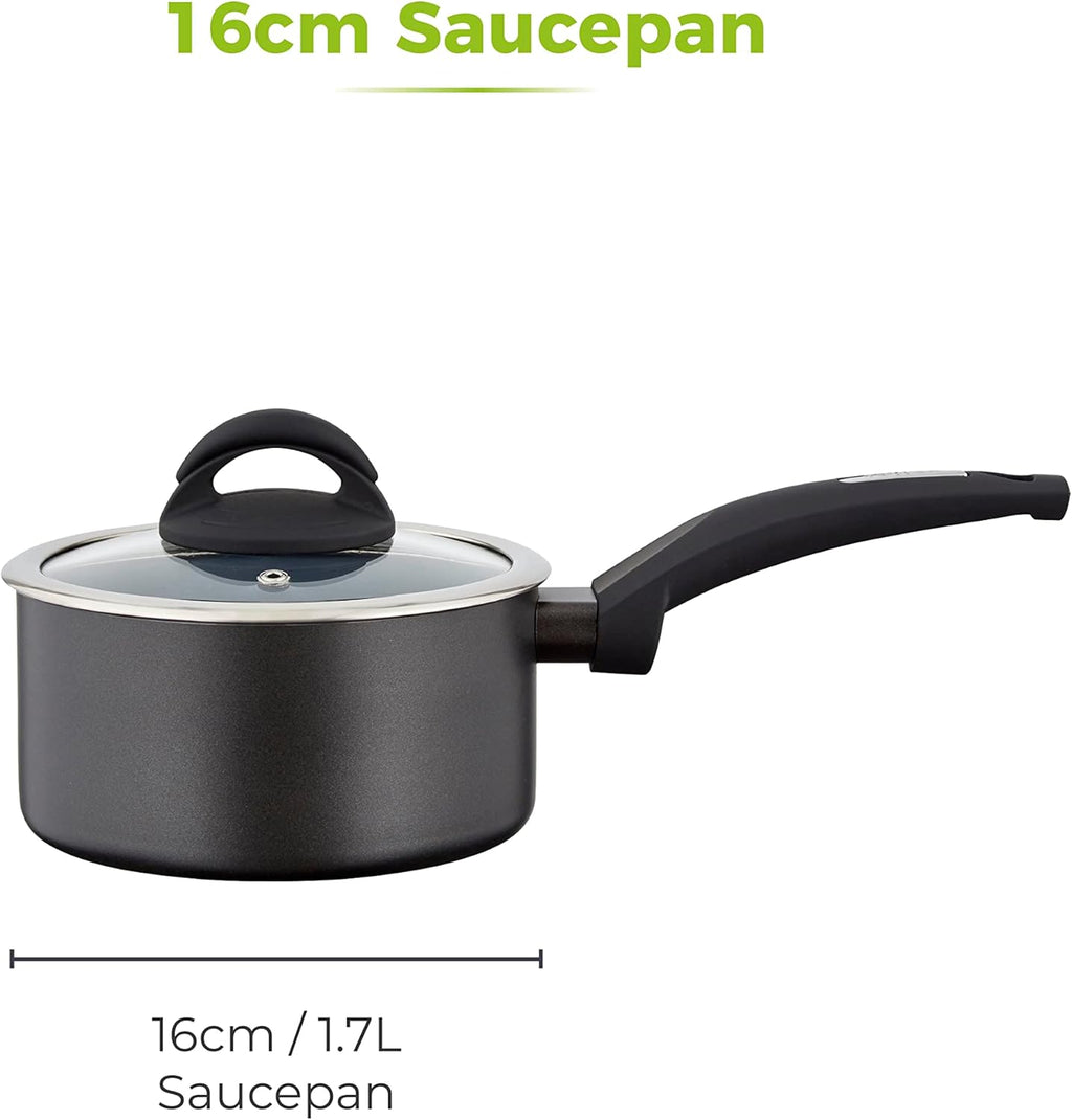T80356 Cerasure 16 cm Saucepan with Non-Stick Coating, Suitable for all Hob Types, Graphite