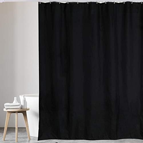 Black shower curtains bathroom Polyester fabric Shower Curtain Mould and Mildew Resistant Solid Black (180 x 220 cm) Main image