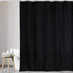 Black shower curtains bathroom Polyester fabric Shower Curtain Mould and Mildew Resistant Solid Black (180 x 220 cm)
