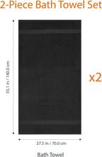 Fade Resistant Towel Set, 2 Bath - Black by Amazon Basics