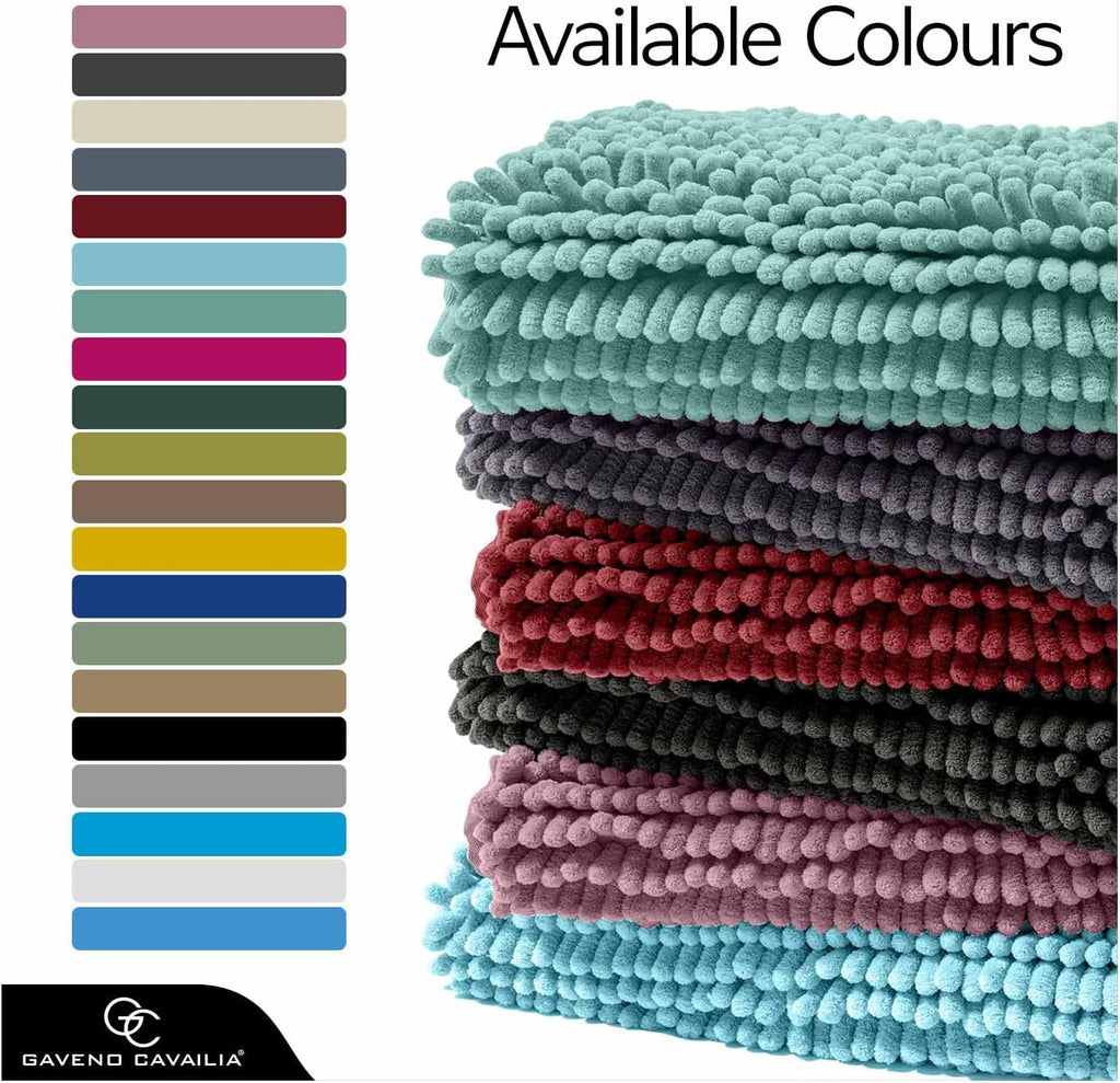 GC GAVENO CAVAILIA Soft Bath Mat Sets For Bathroom | 2 Piece Bath Mat Non Slip Back | Highly Water Absorbent & Fast Drying 100% Microfiber Chenille Toilet Rug with Pedestal Mat | Dark Grey