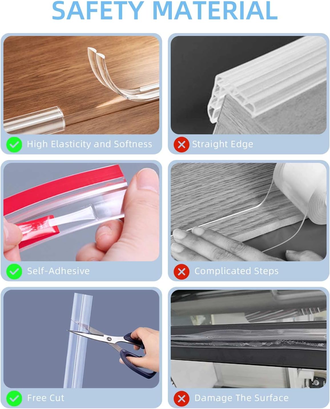 3 Meter Edge Protector and 8 Baby Safety Corner Protectors for Kids, Edge Protector for Kids, Edge Protector, Baby Corners and Edge Protector with Extra Strong Tape for Use in Tables, Cabinets Secondary image