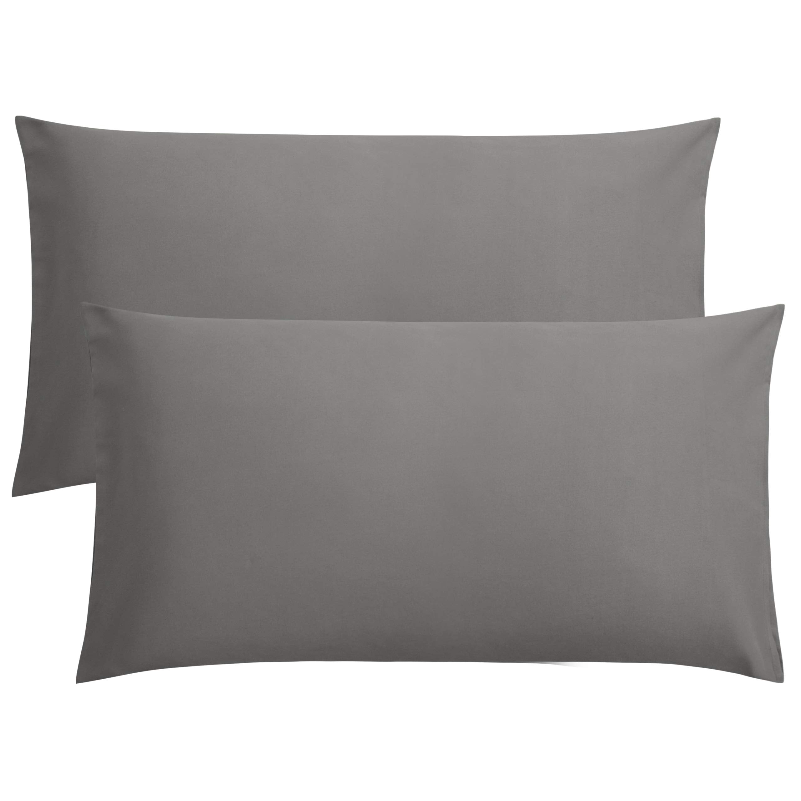 2 Pack 100% Brushed 1800 Microfiber Plain King Pillowcases, Wrinkle and Stain Resistant, Soft and Cozy Envelope Closure Bed Pillow Cases, Dark Grey, 50x90 cm