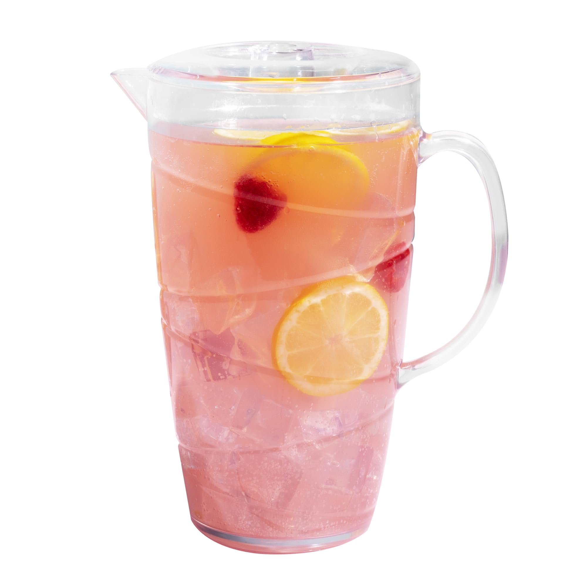 Swirl Design 2L Plastic Pitcher Jug with Lid and Vented Spout - Great for Picnics, BBQ’s, Poolside, Camping, Children’s Parties or Just Everyday Use (Clear)