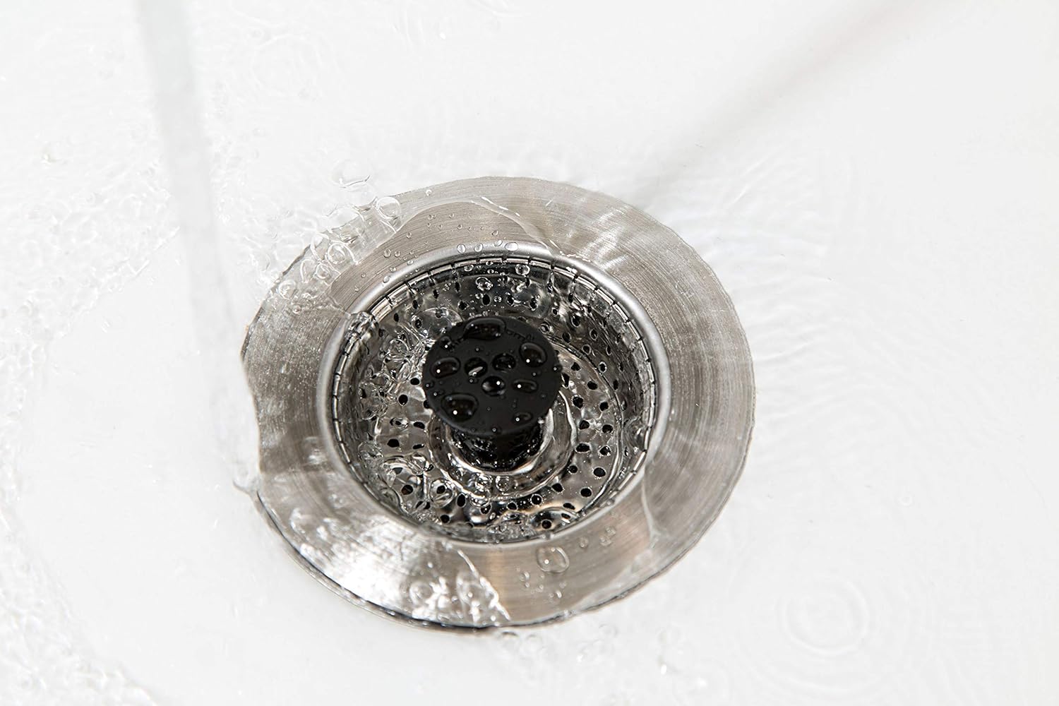 Revolutionary Clog-Free Sink Strainer Basket with Stopper, Stainless Steel