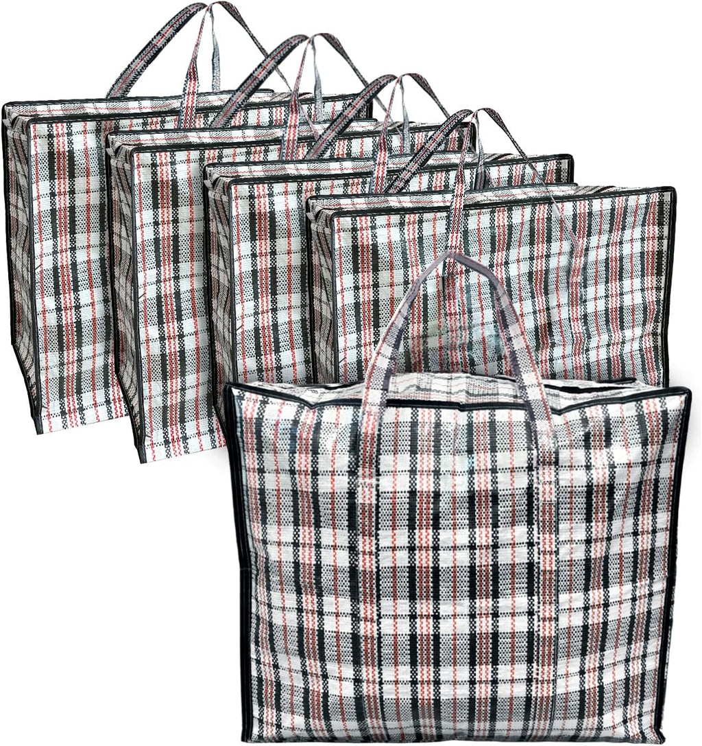 Large Laundry Bags Pack of 5 Storage Bags Reusable Laundry Bags with Zips Ideal for Moving House Clothing & Wardrobe Storage (60L x 25W x 50H cm)