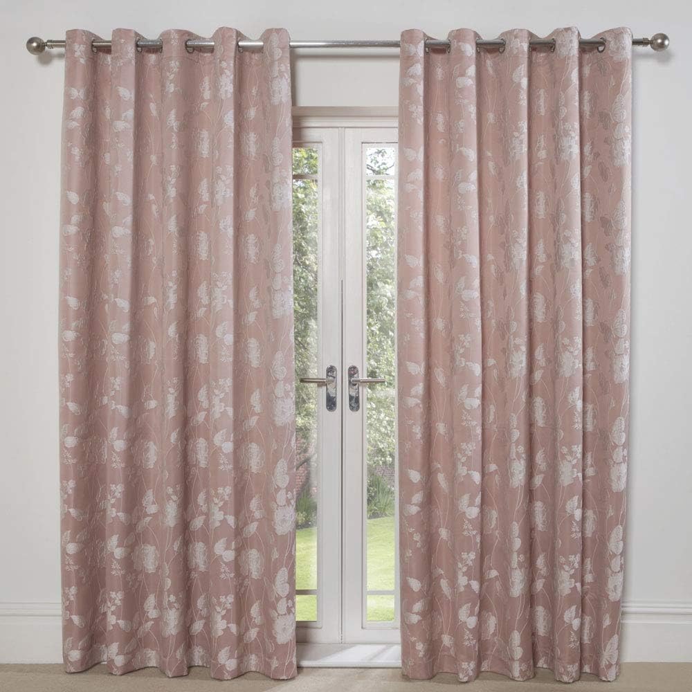 Emma Barclay Butterfly Meadow - Lined Eyelet Jacquard Curtains in Blush Pink - Width 66 x Drop 90" (168 x 228cm) Secondary image
