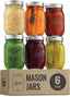 475ml Mason Jar with Anti-Slip Design & Measuring Scale – Premium Thickened Calcium Glass, Lead-Free, Leak-Proof Lid with Plastic Seal, 7cm Wide Mouth, Ideal for Storage, Preserves & More (6 Pack)