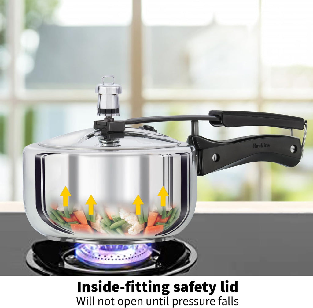 Hawkins Stainless Steel Induction Compatible Pressure Cooker, 2 Litre, Silver (HSS20)