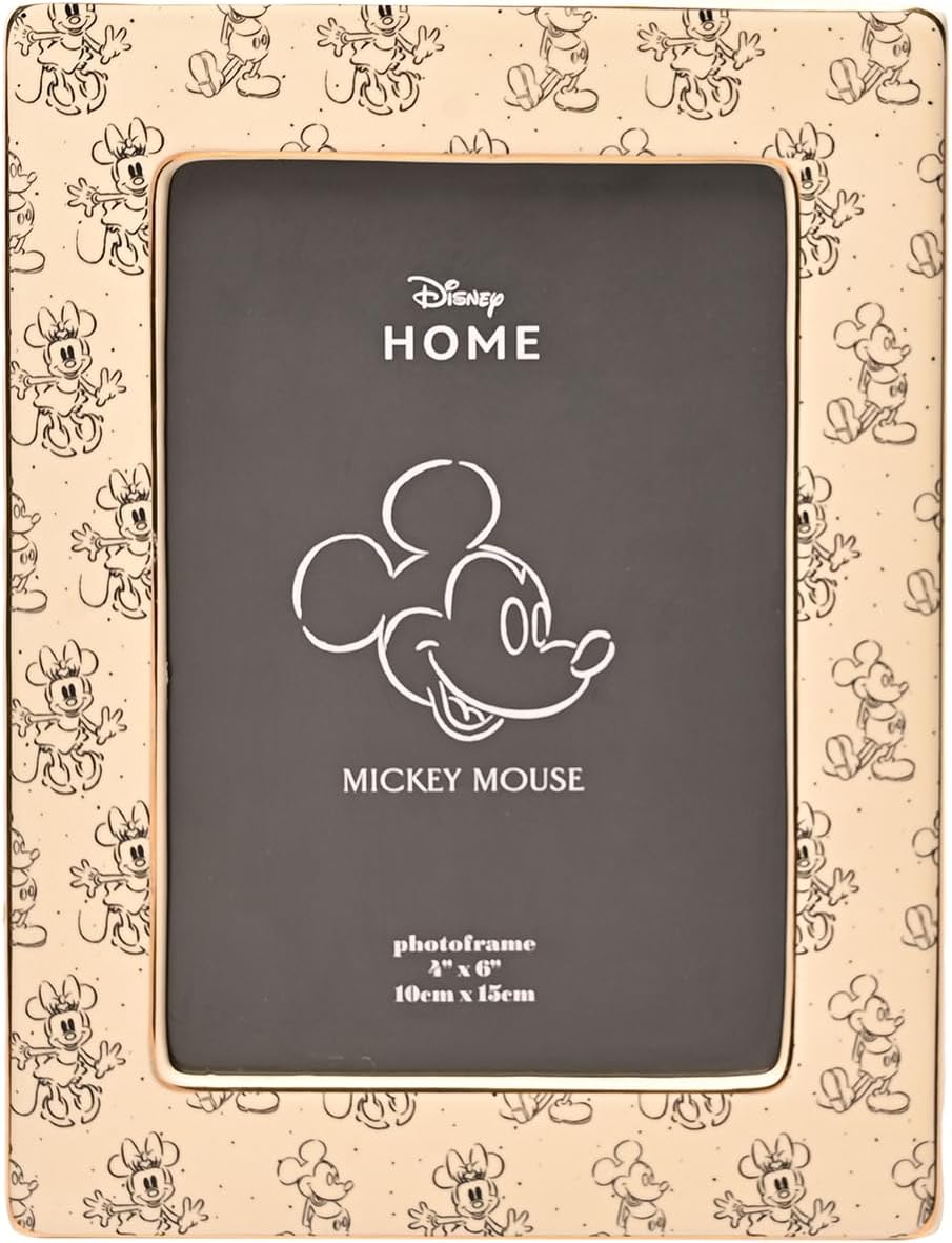 Disney Mickey & Minnie Ceramic Photo Frame 4" X 6", 10 x 15 cm - Printed Images of Mickey & Minnie Mouse