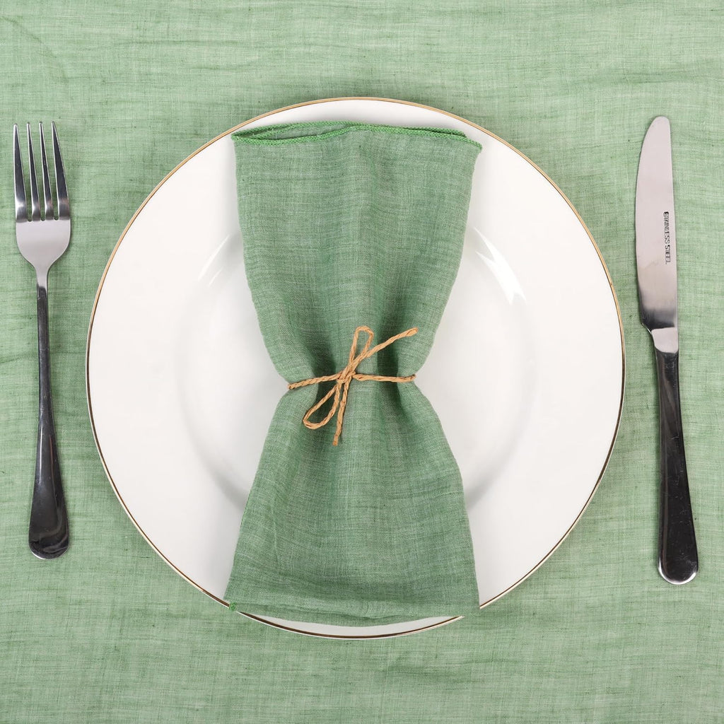 Cloth Napkin Set of 6, Soft Gauze Cotton Napkins, 16.5"" x 16.5"" Cotton Napkin, Reusable Napkins, Cloth Napkins for wedding, dinner, party, Daily Use (Green), LHM202402221651