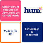 Hum Flowerpots, 22cm Set of 3, Various Patterns Colours and Sizes, Indoor/Outdoor Plastic Plant Pots, Green, Blue, Pink Maroc